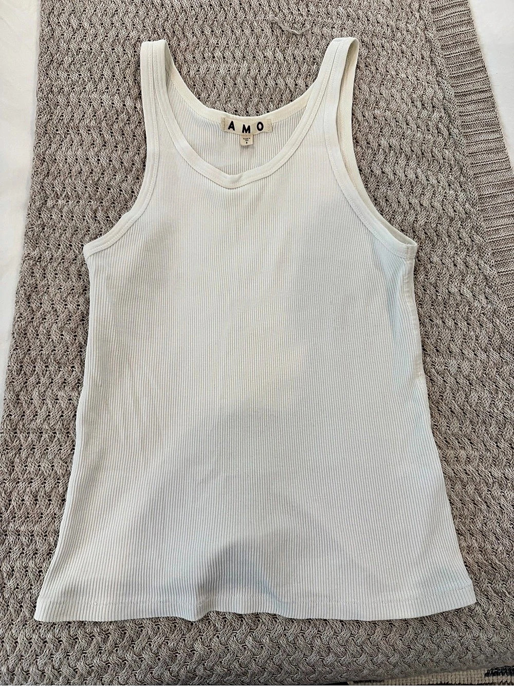 AMO Rib Tank White Size Small - Picture 2 of 6
